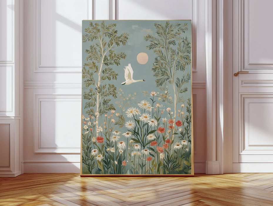Set of Two Swan Wildflower Meadow Prints