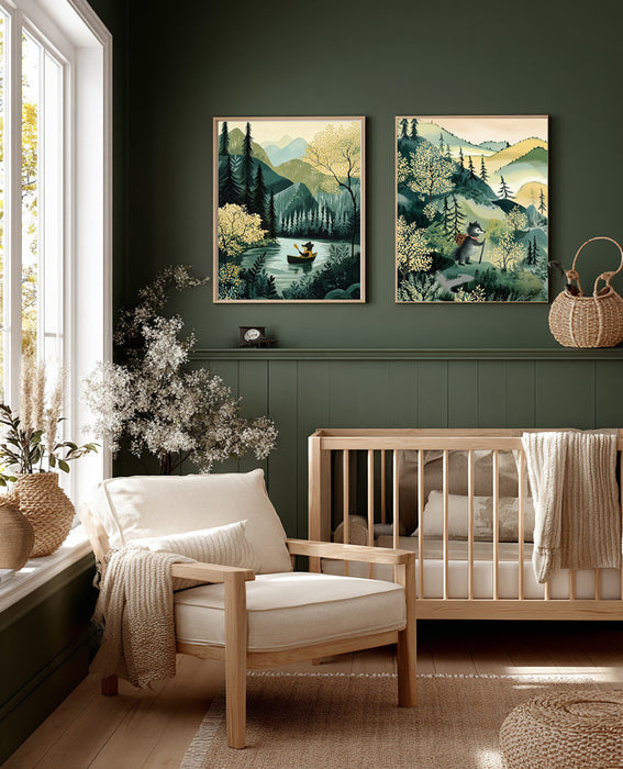 Kids Nursery Whimsical Hiking Art Print