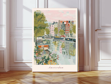 Amsterdam Netherlands Travel Art Print | Dutch City Canal Wall Art