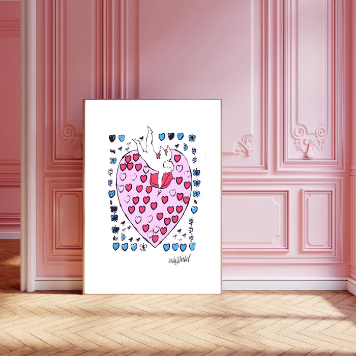 Andy Warhol Amor With 55 Hearts  Art Print