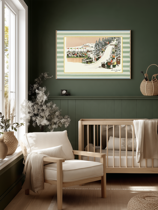 Vintage Babar 1934 Skiing Art Print