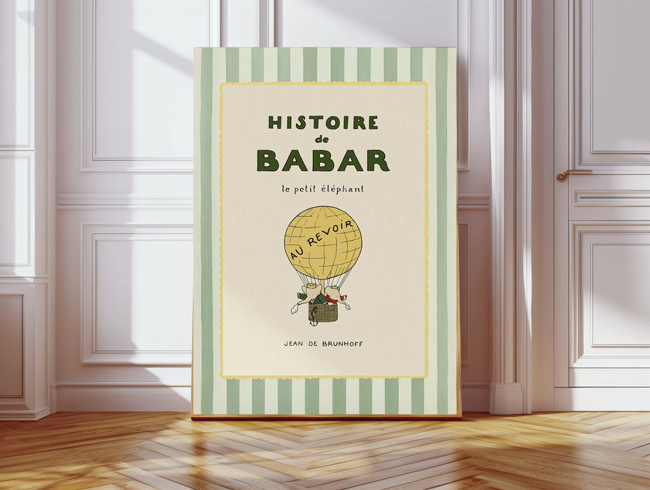 Histoire de Babar Vintage Book Cover Print | Classic 1930s French Storybook Art