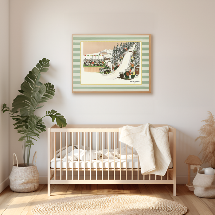 Vintage Babar 1934 Skiing Art Print