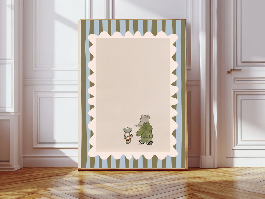 Babar the Elephant  Vintage Nursery Art Print