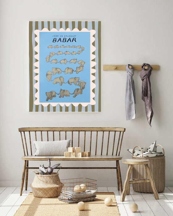 Babar the Elephant  Vintage Nursery Art Print