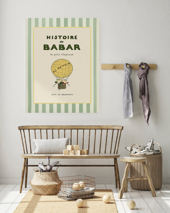 Histoire de Babar Vintage Book Cover Print | Classic 1930s French Storybook Art