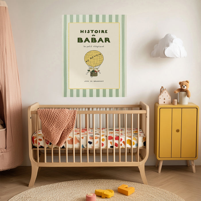 Histoire de Babar Vintage Book Cover Print | Classic 1930s French Storybook Art
