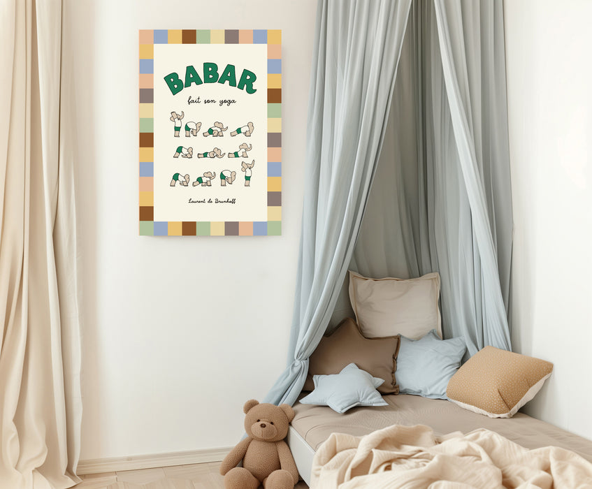 Babar the Elephant Yoga Book Vintage Nursery Art Print