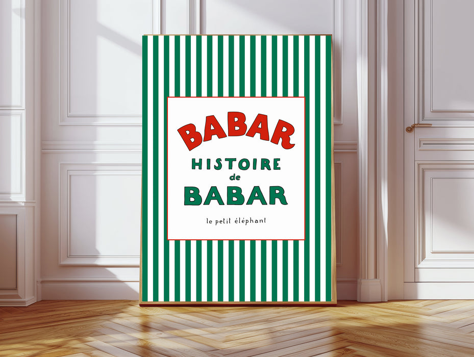Babar The Elephant Green Set Of Two Nursery Art Prints
