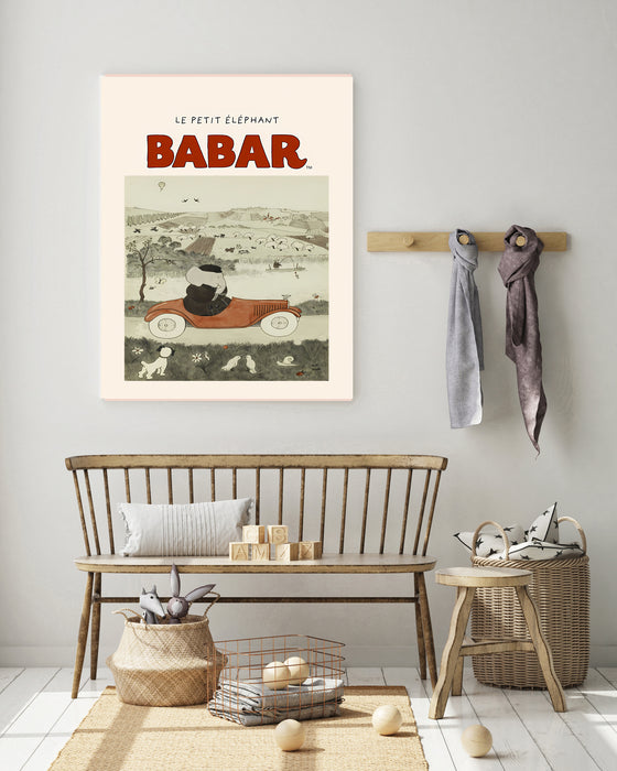 Babar the Elephant Car Vintage Nursery Art Print