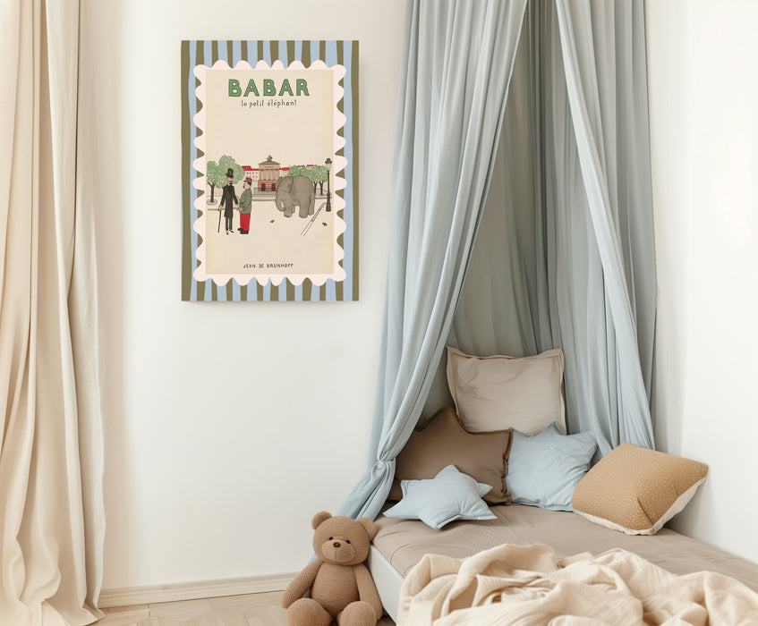 Babar the Elephant Goes To The Oprea Vintage Nursery Art Print
