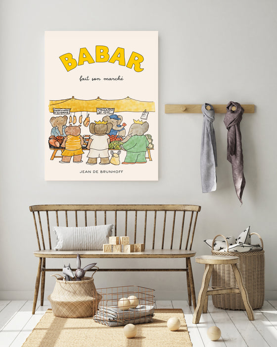 Babar the Elephant At The Market Vintage Nursery Art Print