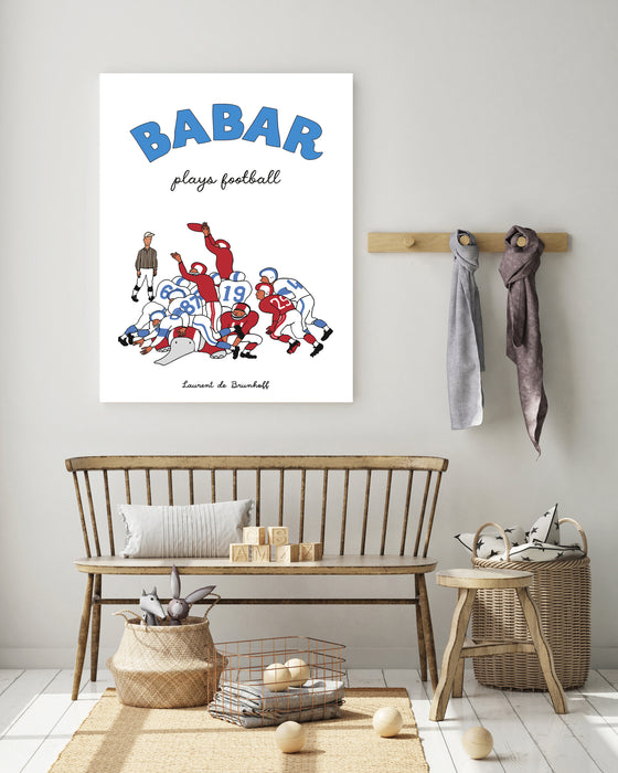 Babar the Elephant Football Vintage Nursery Art Print