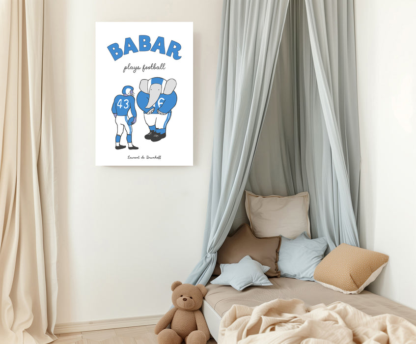 Babar the Elephant Football Vintage Nursery Art Print