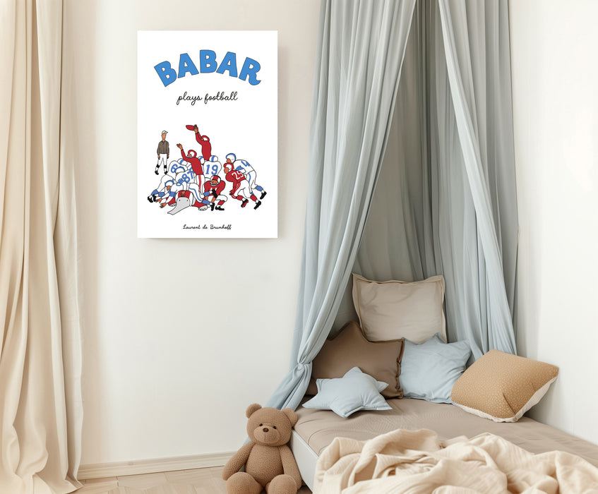 Babar the Elephant Football Vintage Nursery Art Print