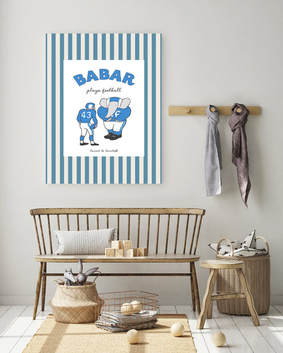 Babar the Elephant Football Vintage Nursery Art Print