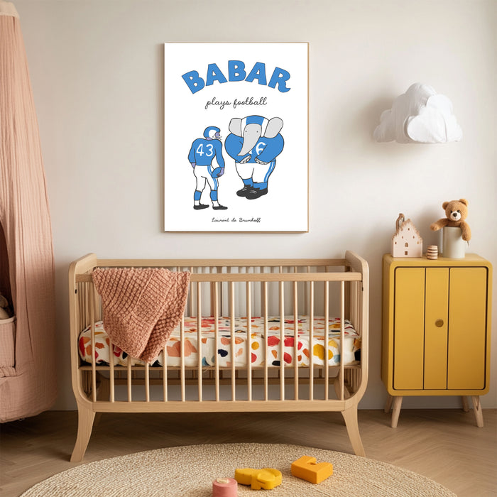 Babar the Elephant Football Vintage Nursery Art Print