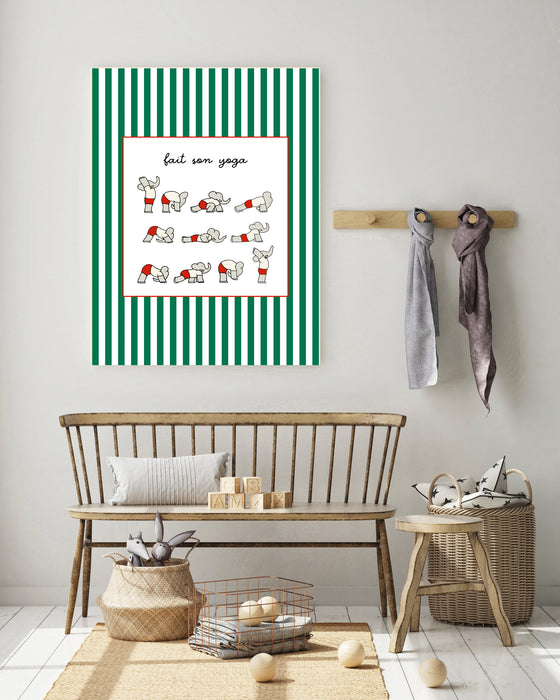 Babar the Elephant Yoga Vintage Nursery Art Print
