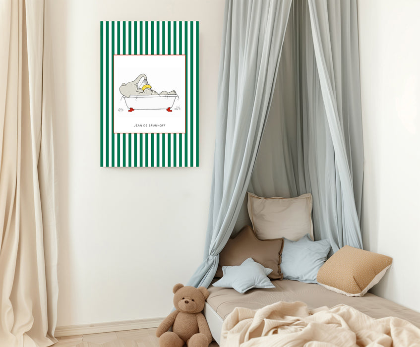 Babar the Elephant Bath Vintage Nursery Art Print