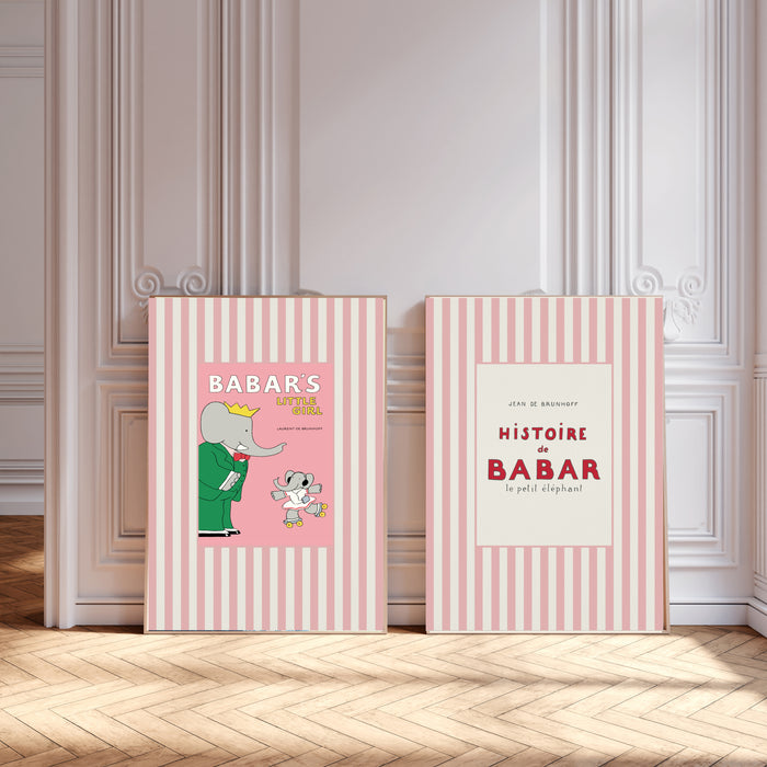 Babar The Elephant Pink Set Of Two Nursery Art Prints