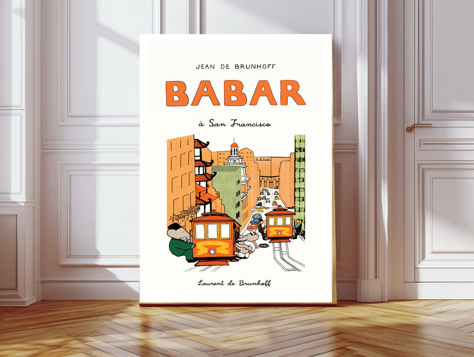 Babar the Elephant in San Francisco Vintage Nursery Art Print