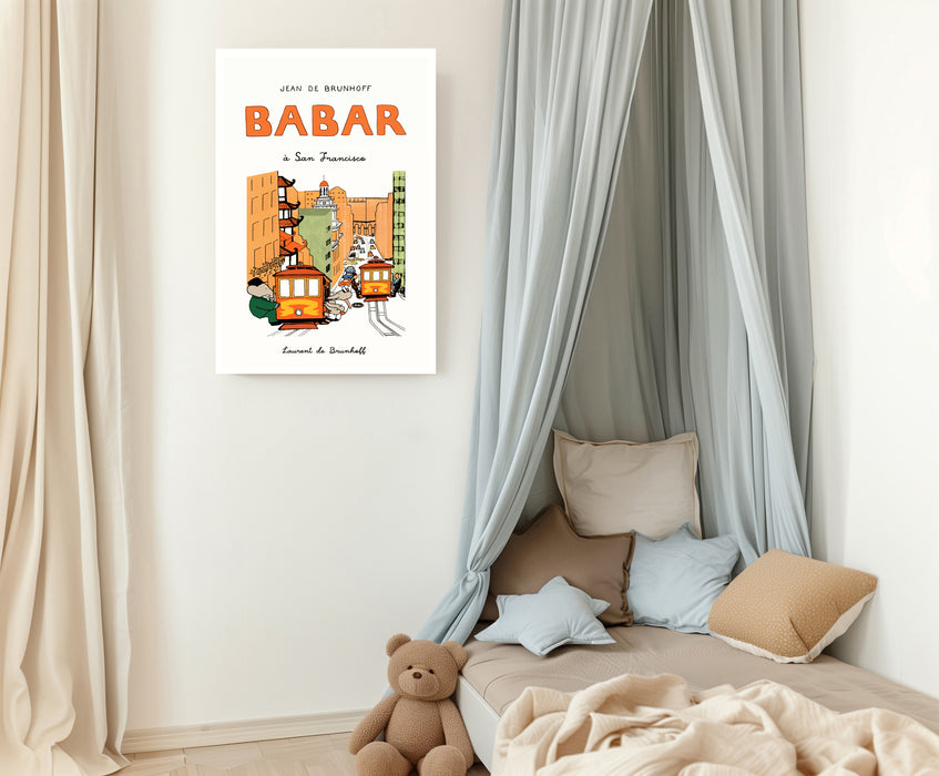 Babar the Elephant in San Francisco Vintage Nursery Art Print