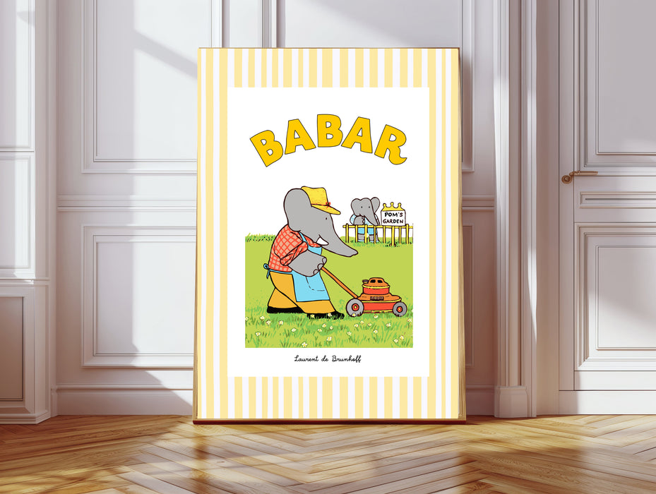 Babar The Elephant Gardening Set Of Two Nursery Art Prints