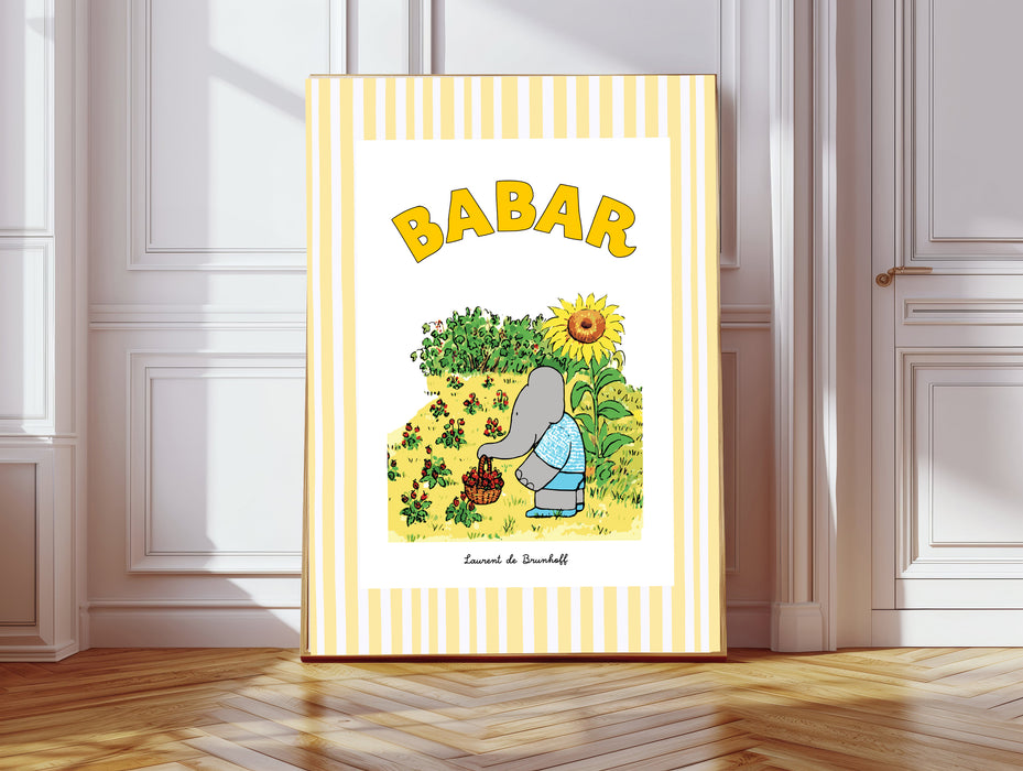 Babar The Elephant Gardening Set Of Two Nursery Art Prints