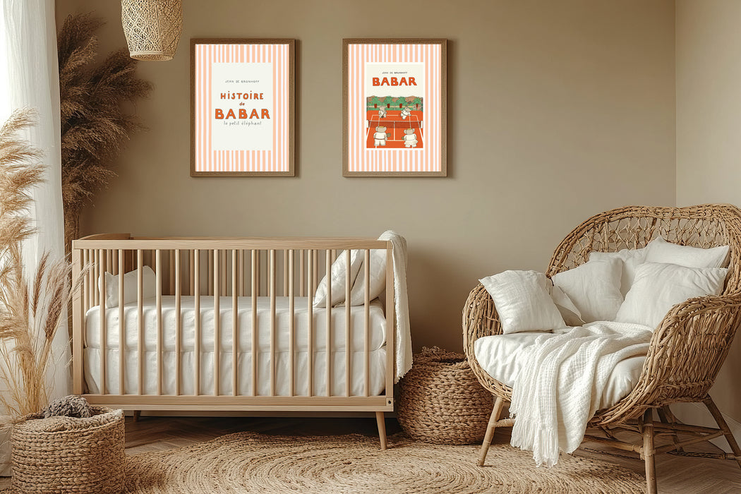 Babar The Elephant Tennis Set Of Two Nursery Art Prints