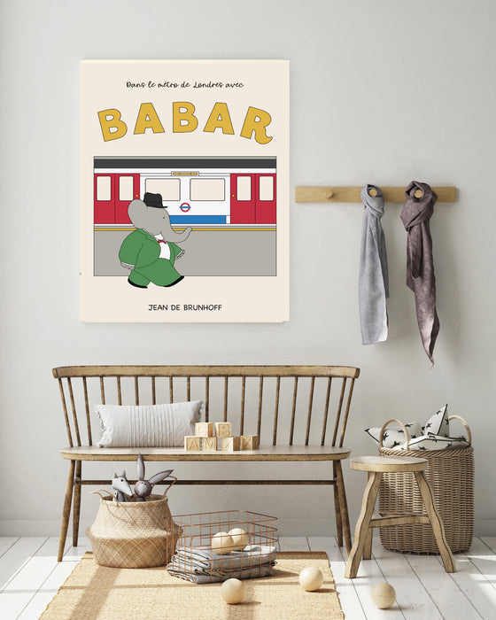 Babar the Elephant London Tube Vintage Nursery Art Print