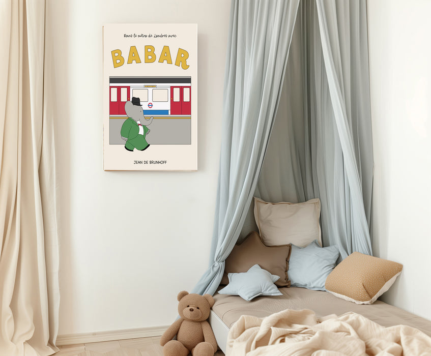 Babar the Elephant London Tube Vintage Nursery Art Print