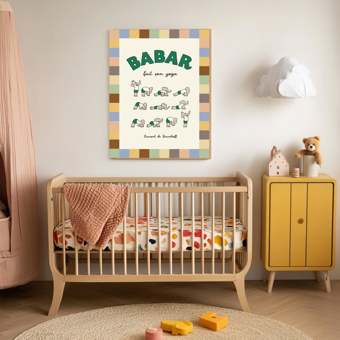 Babar the Elephant Yoga Book Vintage Nursery Art Print