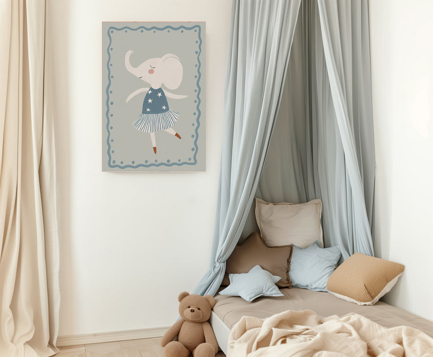 Ballerina Elephant Nursery Art Print