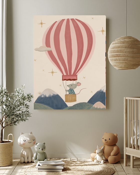 Hot Air Ballon Mouse Nursery Art Print