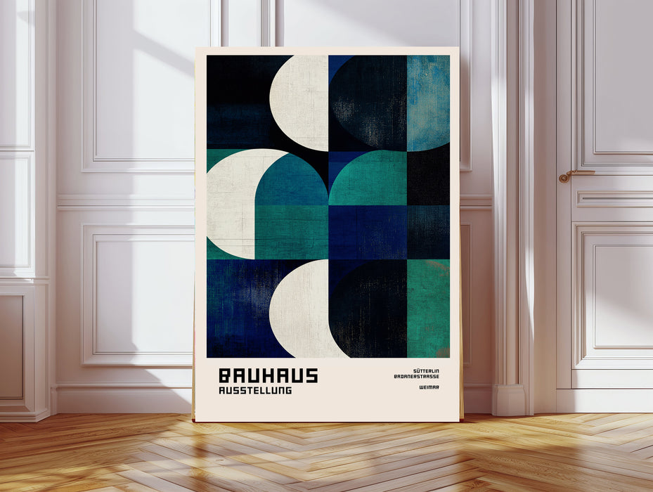 Bauhaus Navy Abstract Mid Century Art Print