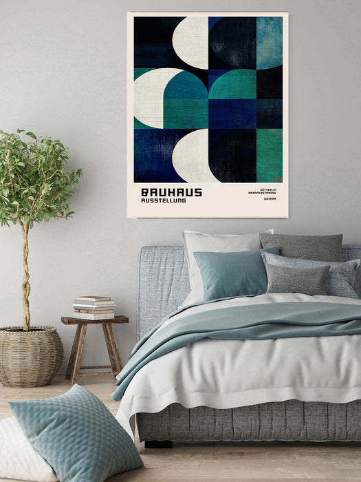 Bauhaus Navy Abstract Mid Century Art Print