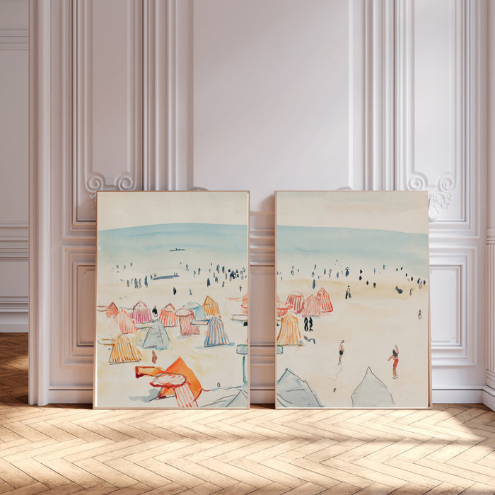 Vintage Beach Landscape Paintings Set Of Two Art Prints