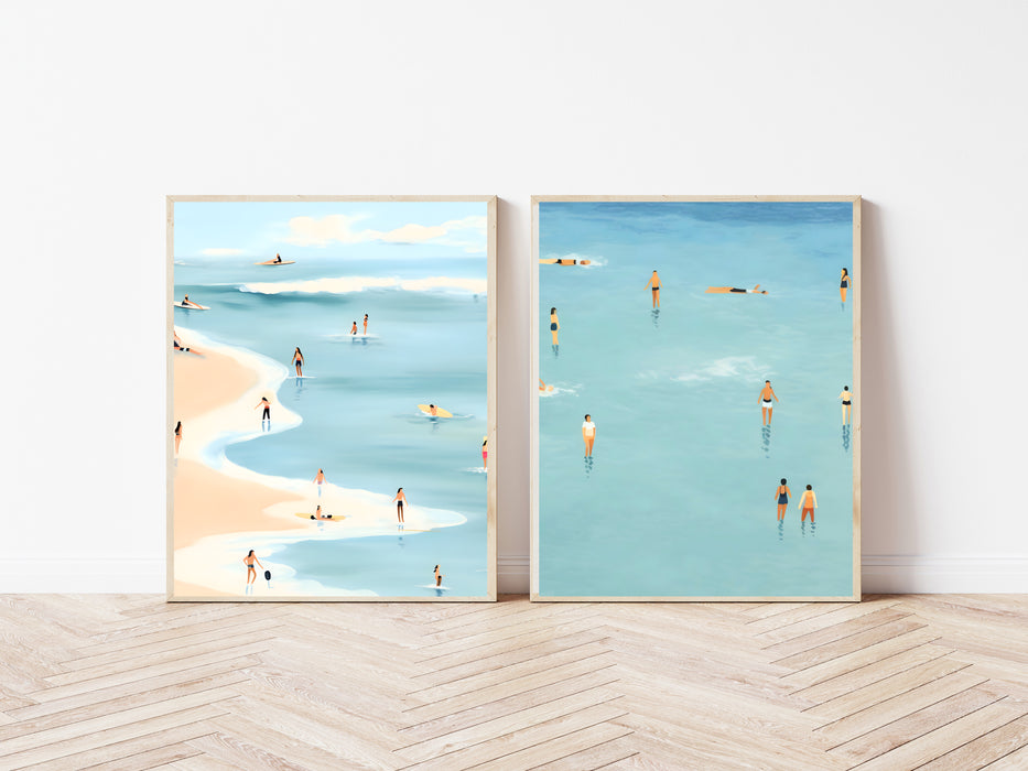 Retro Beach Gallery Wall Sets of Two Art Prints
