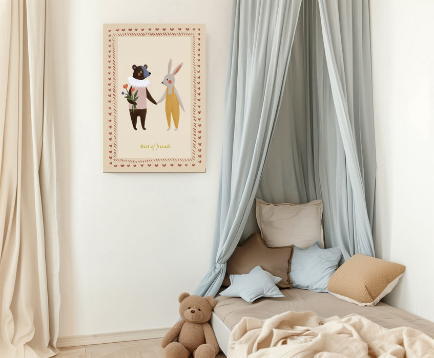 Best Friends Rabbit and Bear Nursery Art Print