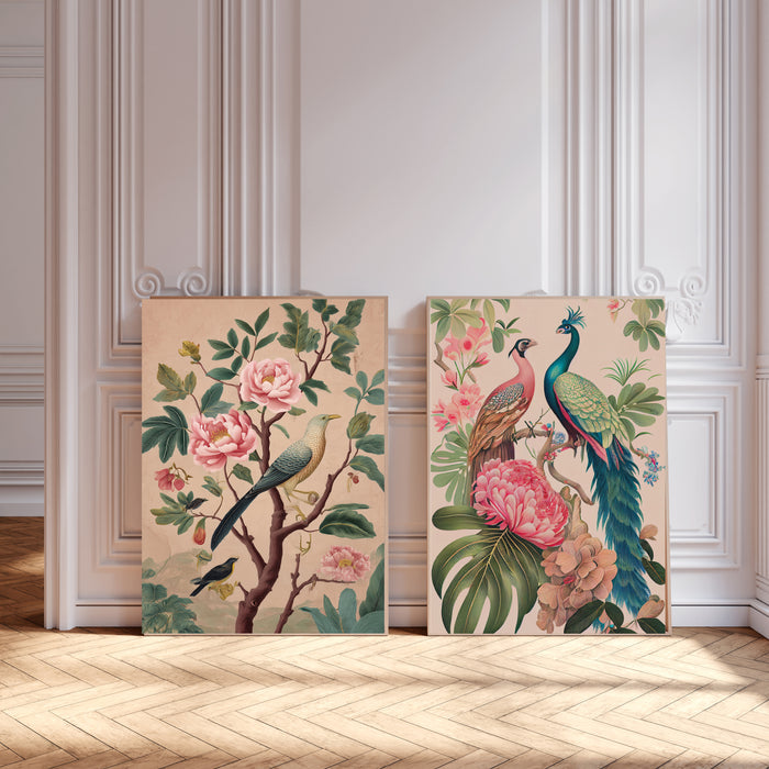 Chinoiserie Birds Set Of Two Art Prints
