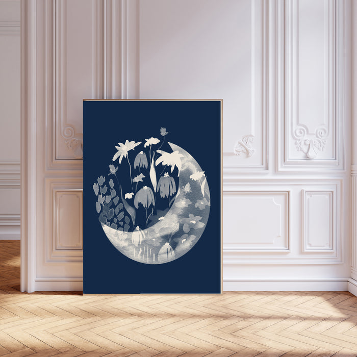 La Lune Celestial Moon Flower Art Print