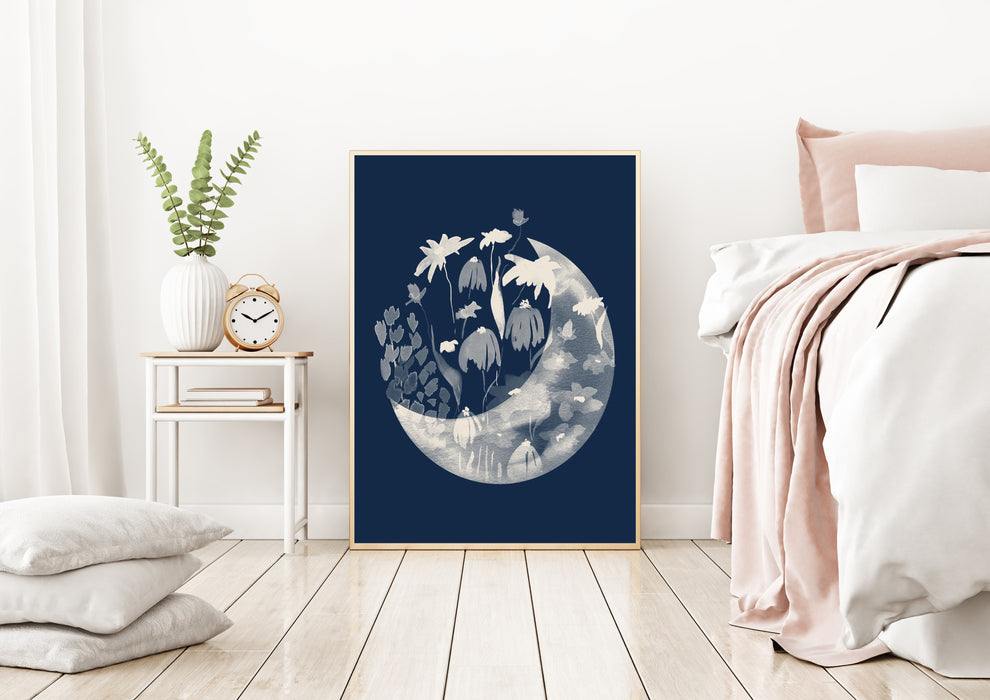 La Lune Celestial Moon Flower Art Print
