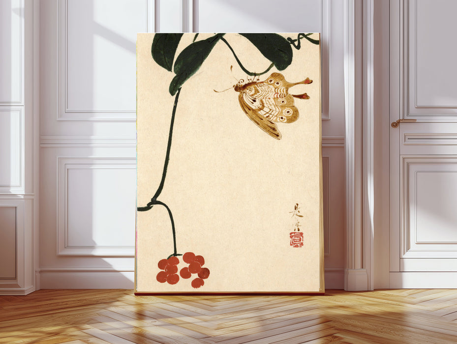 Japanese Plant and Butterfly Art Print