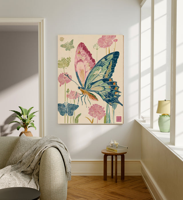 Japanese Butterfly Floral Art Print