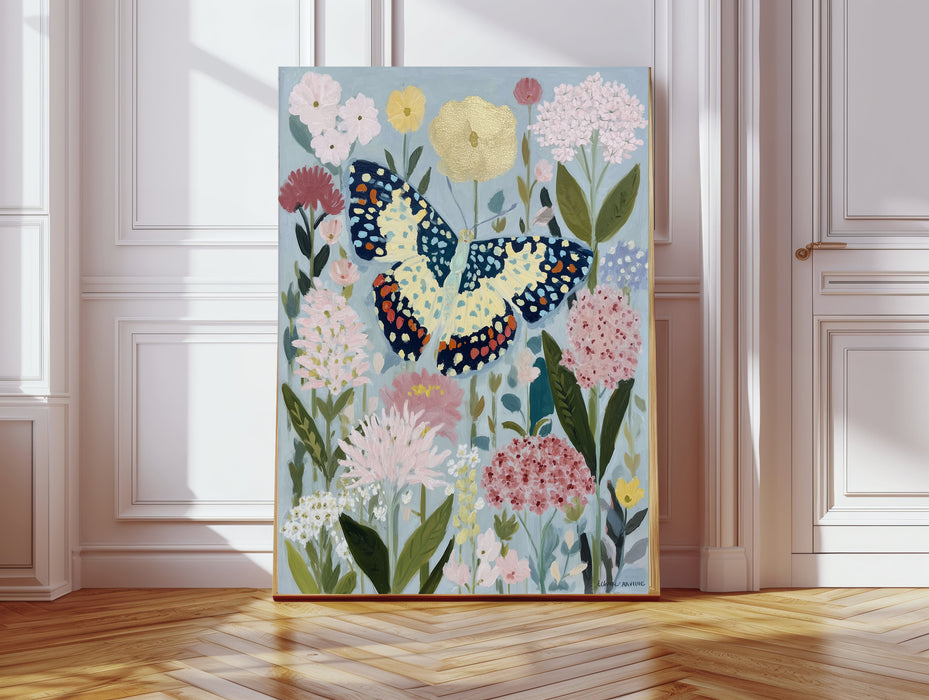 Butterfly Blue Painting Art Print