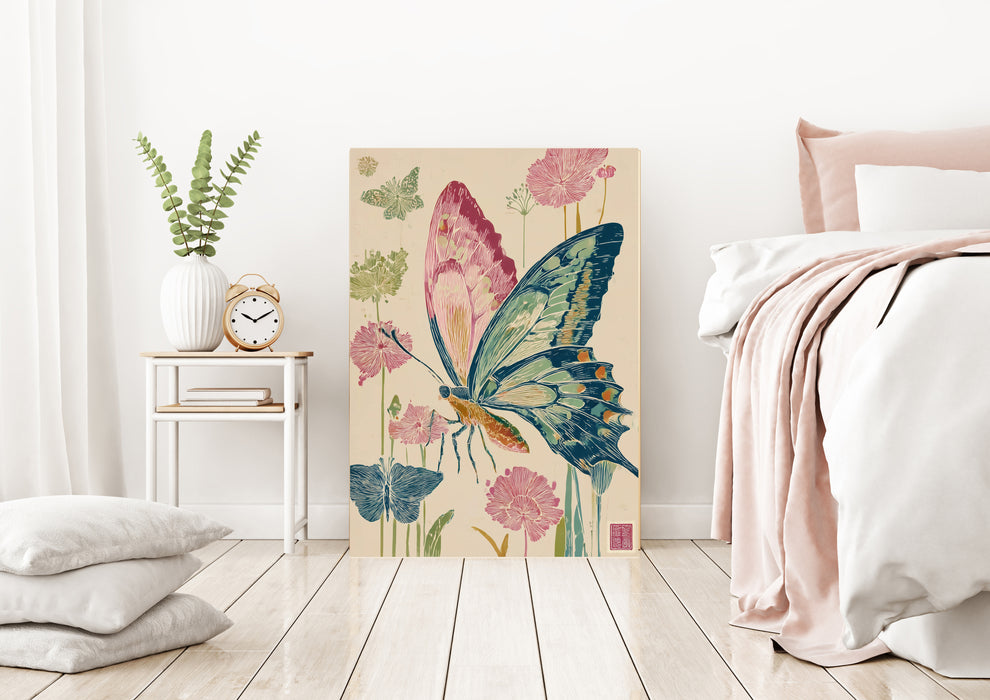 Japanese Butterfly Floral Art Print