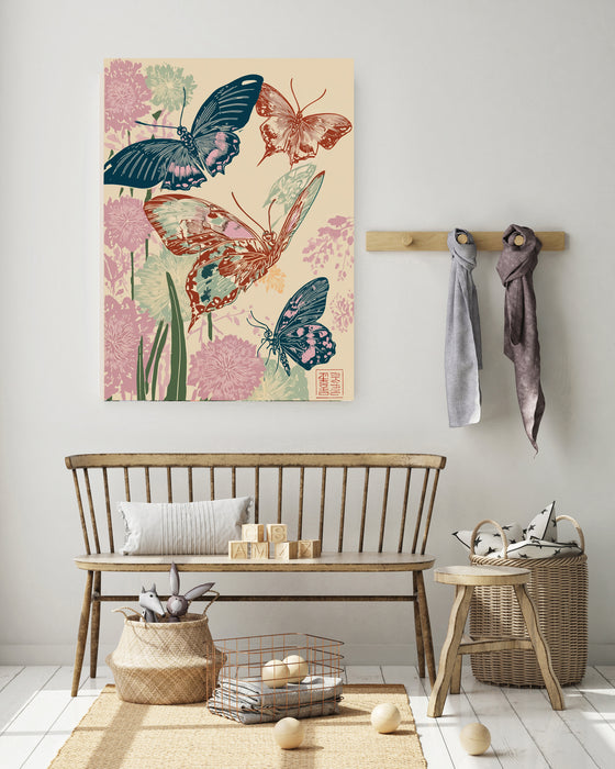 Japanese Butterfly Floral Art Print