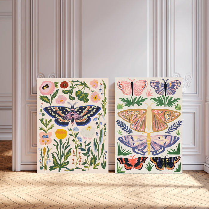 Butterfly Set Of Two Botanical Art Prints