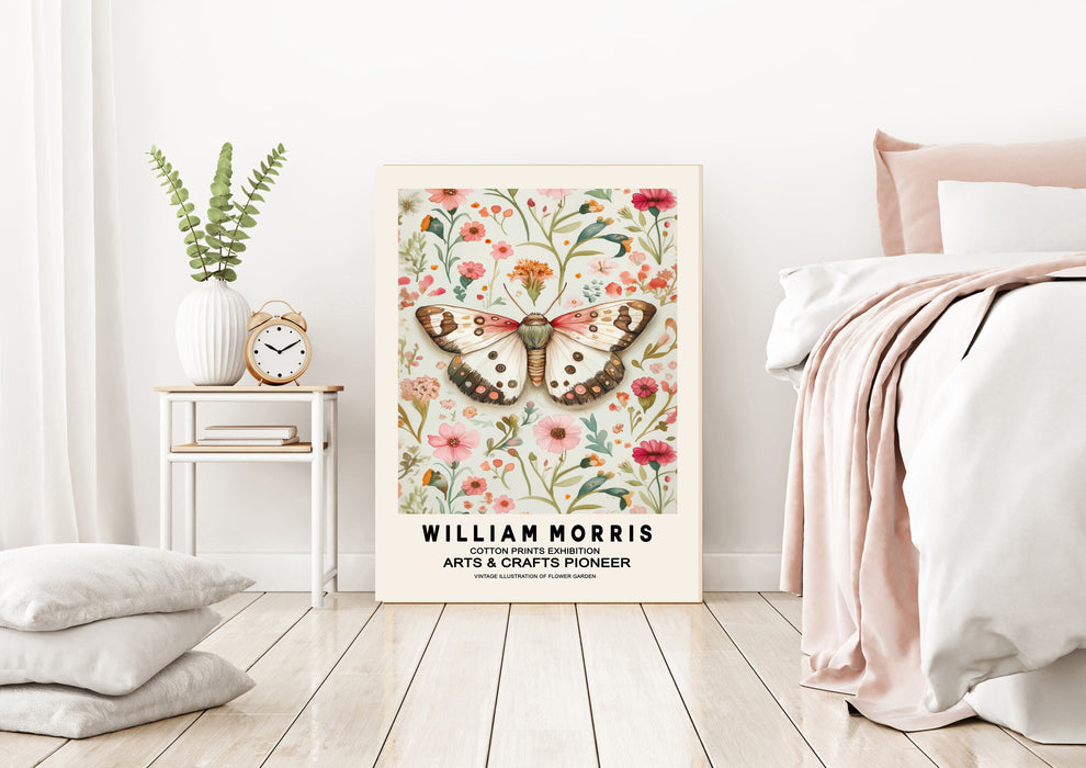 William Morris Cream Butterflies Flower Art Print