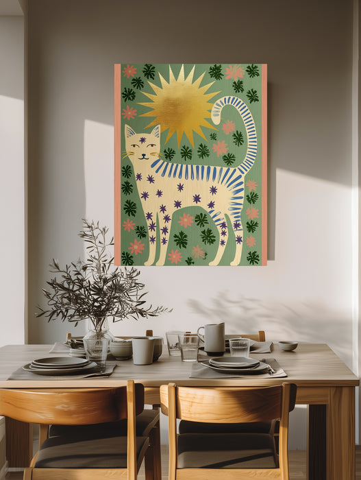 Whimsical Cat Sun Art Print